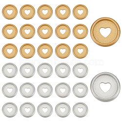 ANATTASOUL 32Pcs 2 Colors ABS Buttons, Flat Round with Heart, Mixed Color, 23x4.5mm, Hole: 7x8.5mm, 16pcs/color(FIND-AN0001-56)