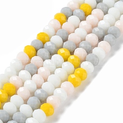 Glass Beads Strands, Faceted, Rondelle, Yellow, 8x6mm, Hole: 1mm, about 65~68pcs/strand, 15.7~16.1 inch(40~41cm)(EGLA-A034-M8mm-39)