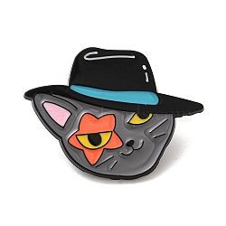 Enamel Pins, Zinc Alloy Brooches for Backpack Clothes, Cat, Gray, 30.5x35.5mm(JEWB-S025-01A)