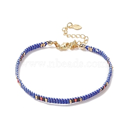 Handmade Japanese Seed Baided Beaded Bracelet for Women, Blue, 7-3/8 inch(18.8cm)(BJEW-MZ00019-02)