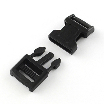 POM Plastic Side Release Buckles, Survival Bracelet Clasps, Black, 43x20.5x7mm, Hole: 16x3mm