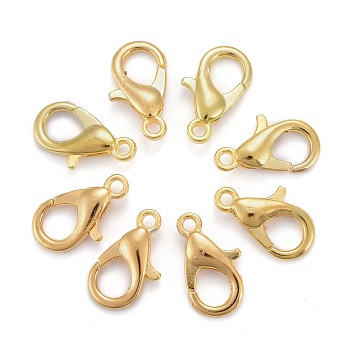 Zinc Alloy Jewelry Findings Golden Lobster Claw Clasps, Parrot Trigger Clasps, Cadmium Free & Lead Free, 14x8mm, Hole: 1.5mm