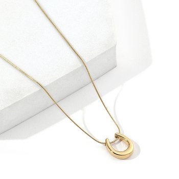 201 Stainless Steel Teadrop Pendant Necklaces with Round Snake Chains, Ring Holder Necklace, Golden, 16.73 inch(42.5cm)