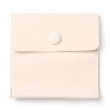 Square Velvet Jewelry Bags, with Snap Fastener, PapayaWhip, 10x10x1cm
