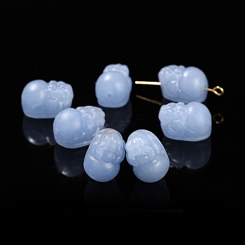 Natural Angelite Carved Beads, Pi Xiu, 11x15mm