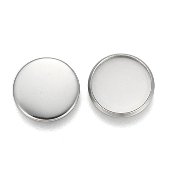 304 Stainless Steel Plain Edge Bezel Cups, Cabochon Settings, Flat Round, Silver, Tray: 14mm, 15.5x1.9mm