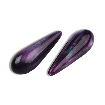 Resin Beads, Half Drilled, Imitation Gemstone, Teardrop, Purple, 30.5x10mm, Hole: 1~1.2mm