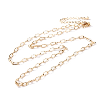 Brass Cable Chain Necklaces, Real 18K Gold Plated, 21.65 inch(550mm)