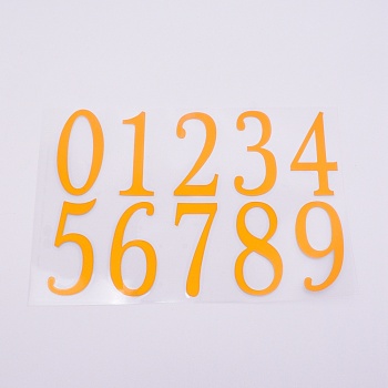 Waterproof VINYL Plastic Stickers, Number 0~9, Gold, 16.5x24cm, Stickers: 75x27~38mm