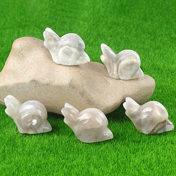 Natural White Crazy Agate Carved Healing Snail Figurines, Reiki Energy Stone Display Decorations, 18x24~28x12mm