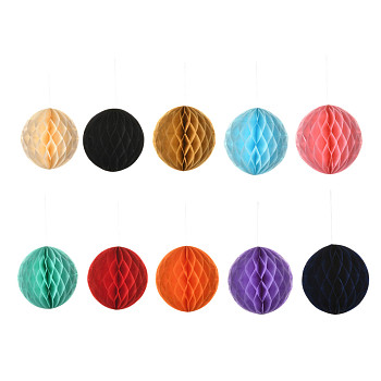 Paper Honeycomb Ball, Paper Lantern, with Cotton Thread, For Wedding & Birthday Party Decoration, Mixed Color, 355mm