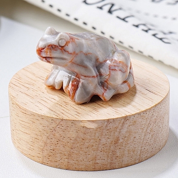 Natural Red Line Jasper Carved Healing Frog Figurines, Reiki Energy Stone Display Decorations, 37x32x25mm