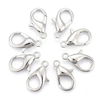Zinc Alloy Lobster Claw Clasps, Parrot Trigger Clasps, Platinum, 16x8mm, Hole: 2mm