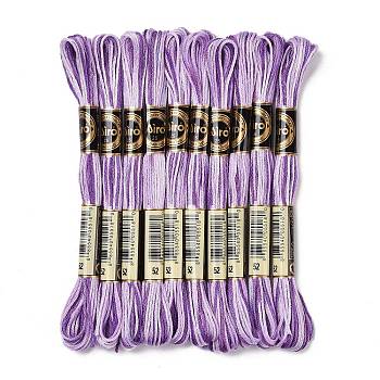 10 Skeins 6-Ply Polyester Embroidery Floss, Cross Stitch Threads, Segment Dyed, Medium Purple, 0.5mm, about 8.75 Yards(8m)/skein