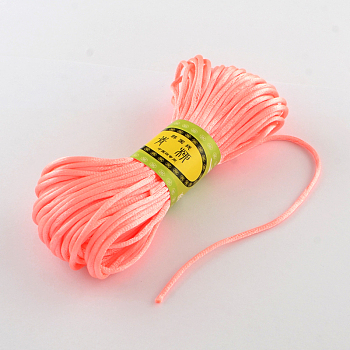 Polyester Rattail Satin Cord, for Chinese Knotting, Jewelry Making, Light Salmon, 2mm, about 21.87 yards(20m)/bundle, 6bundles/bag