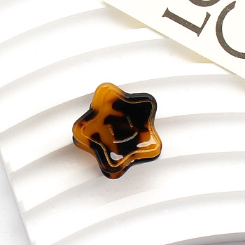 Cellulose Acetate(Resin) Star Hair Claw Clips, Small Tortoise Shell Hair Clip for Girls Women, Dark Orange, 25x25mm