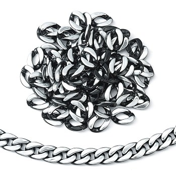 100Pcs Silver Color Plated Acrylic Linking Rings, Quick Link Connector, for Curb Chain Making, Twisted Oval, Black, 17x23x5.5mm