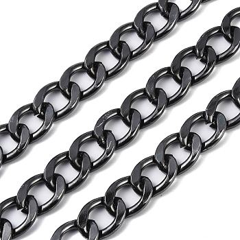 Aluminium Curb Chain, Unwelded, with Spool, Gunmetal, 26x19x4.5mm, about 32.81 Feet(10m)/Roll