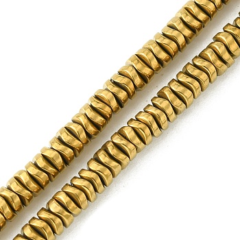 Electroplated Synthetic Non-Magnetic Hematite Beads Strands, Wavy Disc, Golden Plated, 4x1mm, Hole: 1mm, about 335pcs/strand, 16.14''(41cm)