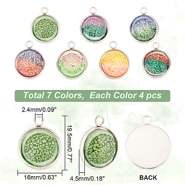 28Pcs 7 Colors Printed Opaque Resin Pendants(RESI-AR0001-20)-2
