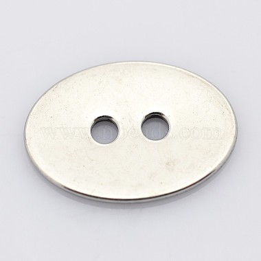 2-Hole Flat Oval 201 Stainless Steel Sewing Buttons for Bracelet Making(STAS-E065-01)-2