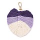 手作りの編み込みマクラメ綿糸リーフペンダント装飾(GLAA-K060-08KCG-04)-1