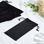 10Pcs Rectangle Microfiber Eyeglass Cases, Drawstring Bag, Eyeglass Sunglasses Protector Pouch, Black, 180x90x1mm(AJEW-LP0002-35)