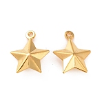 304 Stainless Steel Pendants, Star Charms, Golden, 14.3x11.8x4.6mm, Hole: 1mm(STAS-D243-08G)