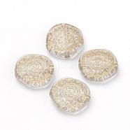 Plating Transparent Acrylic Beads, Golden Metal Enlaced, Flat Round, Clear, 18x17.5x6mm, Hole: 2mm, about 420pcs/500g(PACR-Q115-45)
