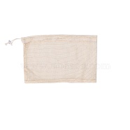 Rectangle Cotton Storage Pouches, Drawstring Bags with Plastic Cord Ends, Antique White, 18x28cm(HOUS-PW0002-01H)
