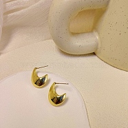 Crescent Moon Alloy Stud Earrings, Golden, 23x23mm(WG64463-23)