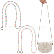 WADORN 2Pcs 2 Styles Rainbow Macaron Color Resin Beaded Bag Straps, with Iron Spring Gate Rings, Bag Replacement Accessories, Star/Heart, Mixed Color, 120.3~121cm, 1pc/style(DIY-WR0002-64)