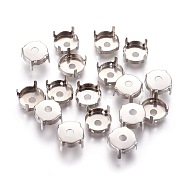 Stainless Steel Sew on Prong Settings, Claw Settings for Pointed Back Rhinestone, Flat Round, Stainless Steel Color, 12.9x6.5mm, Tray: 12mm(X-STAS-L229-05B)