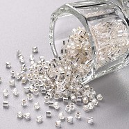 TOHO Hexagon Beads, Japanese Seed Beads, Two Cut Glass Seed Beads, (21) Silver-Lined Transparent Crystal Clear, 11/0, 2x2x2mm, Hole: 0.6mm, about 44000pcs/bag(SEED-T2CUT-11-21)