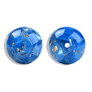 Opaque Resin Beads, with Gold Foil, Round, Royal Blue, 20mm, Hole: 2~2.4mm(RESI-N034-22-W06)