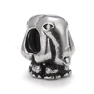 304 Stainless Steel European Beads, Large Hole Beads, Elephant, Antique Silver, 11.5x12x9mm, Hole: 4.5mm(STAS-G256-06AS)