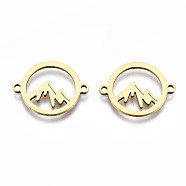 201 Stainless Steel Link Connectors, Laser Cut, Ring with Mountain, Golden, 15x19x1mm, Hole: 1.4mm(STAS-Q240-048G)