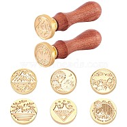 CRASPIRE DIY Stamp Making Kits, Including Brass Wax Seal Stamp Head, Pear Wood Handle, Golden, Brass Wax Seal Stamp Head: 8pcs(DIY-CP0001-99H)