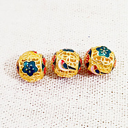Brass Enamel Beads, Golden, Round, Bird, 12mm(PW23030891839)