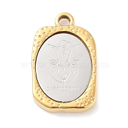 304 Stainless Steel Pendants, Rectangle with Twelve Constellations Charm, Golden & Stainless Steel Color, Capricorn, 23x14.5x3mm, Hole: 2mm(STAS-F303-A10)