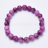 Dyed & Natural Gemstone Beaded Stretch Bracelets, Round, 1-3/4 inch~2-1/8 inch(48~54mm)(BJEW-S128-10)