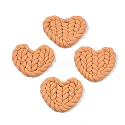 Handmade Polymer Clay Cabochons, Imitation Braided Pad, Heart, Goldenrod, 19.5~22x24.5~26.5x4~5mm(CLAY-N010-025C)