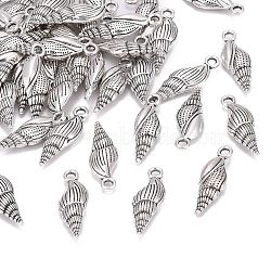 Tibetan Style Alloy Pendants, Lead Free & Cadmium Free, Helix, Antique Silver, 23x8x4mm, Hole: 1.5mm(TIBEP-20321-AS-RS)