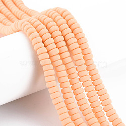 Handmade Polymer Clay Beads Strands, for DIY Jewelry Crafts Supplies, Flat Round, PeachPuff, 6~7x3mm, Hole: 1.5mm, about 113~116pcs/strand, 15.55 inch~16.14 inch(39.5~41cm)(CLAY-N008-32)