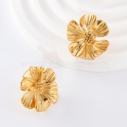 Stylish Stainless Steel Flower Stud Earrings, Fashionable and Versatile, Golden, 25x25mm(AH9367)