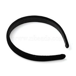 Plastic Hair Bands, with Velvet Cloth Covered, Black, 110mm(OHAR-R275-08)