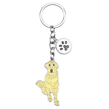 WEWAYSMILE Dog Keychain Car Keychain Pet Pendant Key-Ring Lovely Dog Key-ring Portable Metal Keychain Gift for Pet Lover Birthday Puppy Theme Party Supplies (Labrador), Platinum, 11.75x2.9cm