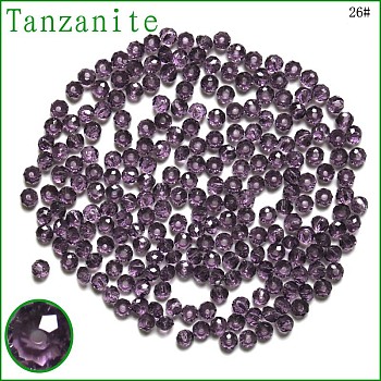 Imitation Austrian Crystal Beads, Grade AAA, Faceted, Rondelle, Blue Violet, 4x3mm, Hole: 0.7~0.9mm