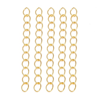 Iron Ends with Twist Chains, Golden, 45~55x3.5mm, Links: 5x3.5x0.8mm