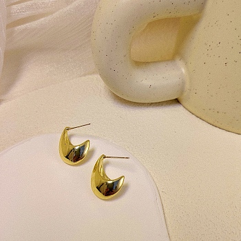 Crescent Moon Alloy Stud Earrings, Golden, 23x23mm